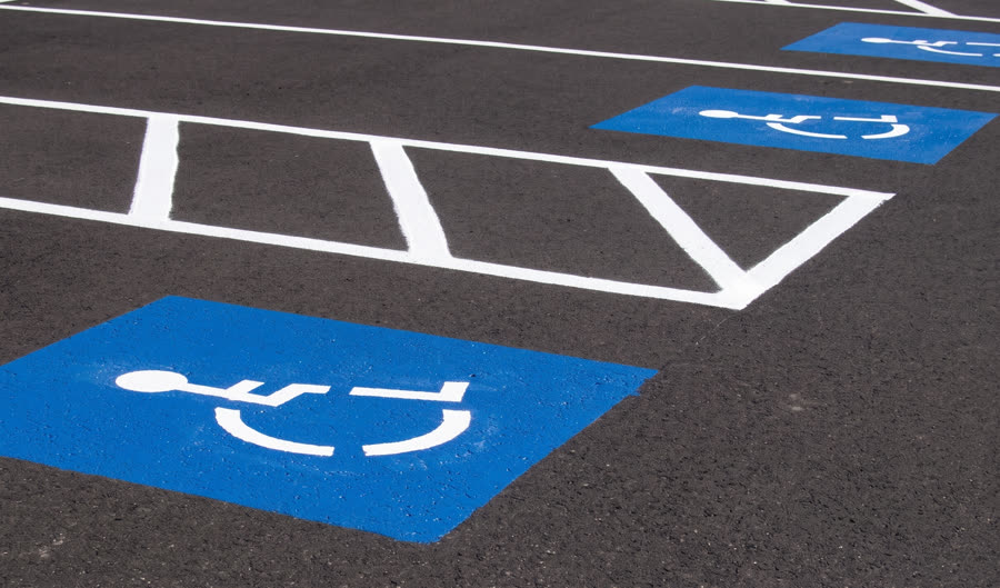 Accessible parking stall striping and signage